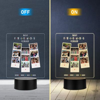 Personalized Best Friend Forever Photo Collage LED Lamp with Warm White Light Birthday Gift for Bestie Memorable Gift for Friends